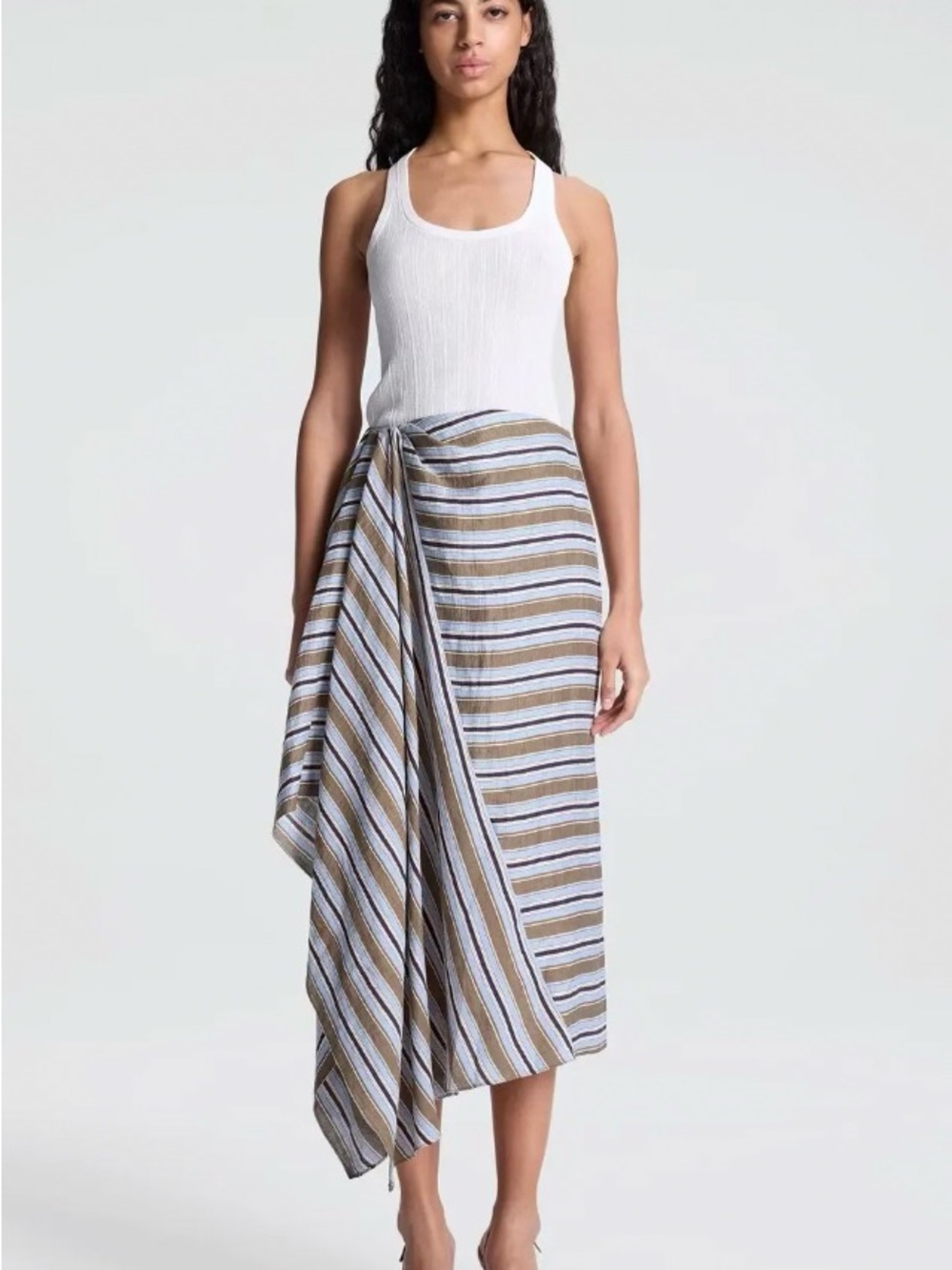 A.L.C. Lota Linen Striped Midi Skirt